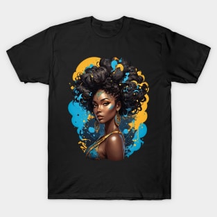 Black Woman Hip Hop splash art retro design T-Shirt